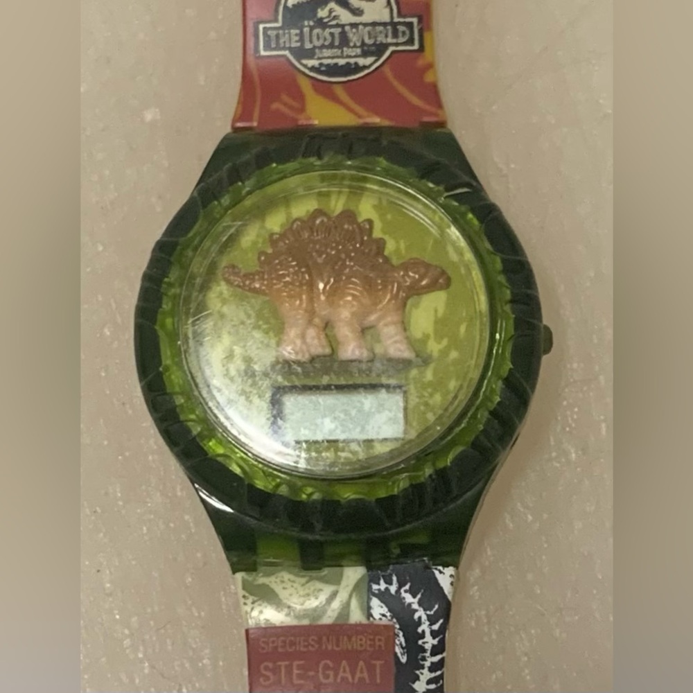 The Lost World Kids Green Dinosaur Watch with Stegosaurus Accent “1997”